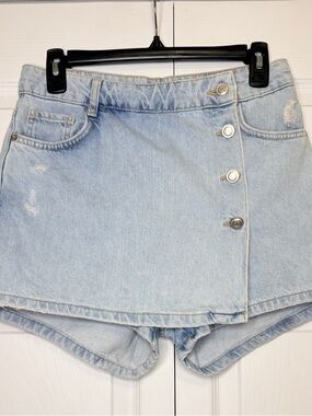 Zara Light Blue Denim Jean Shorts Skort